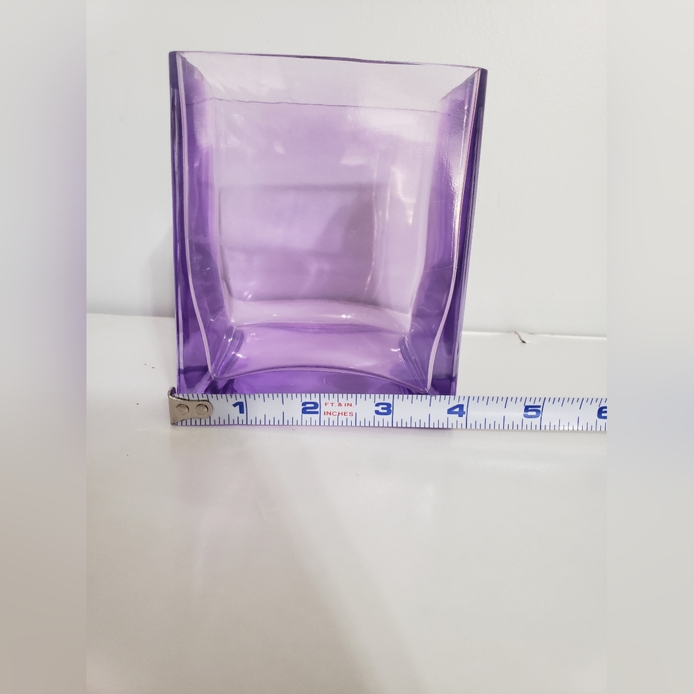 Purple square glass vase